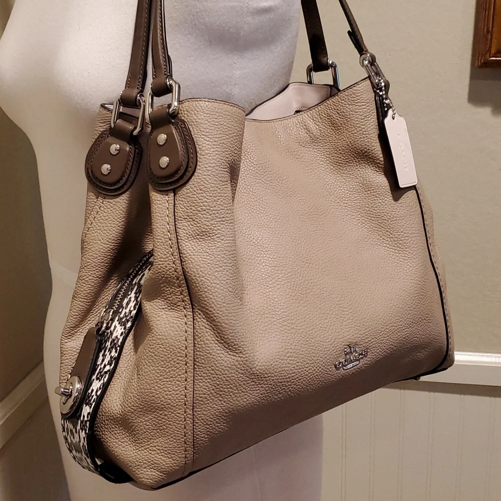 Coach exotic trim Edie shoulder bag